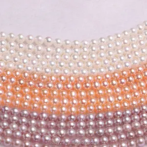 Collier de perles d'eau douce 3.0-4.0 certifié ZZDIY080, collier Semi-fini rond A, brin de perles d'eau douce