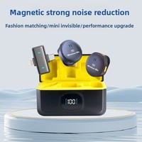 Microphone cravate sans fil Q9 2.4G à condensateur avec chargement USB-C, réduction de bruit, lumières LED et conception magnétique pour l'enregistrement professionnel