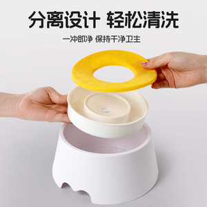 Tazón flotante para mascotas QW860, diseño redondeado con soporte para el cuello, para perros y gatos, operación manual, colores blanco, amarillo y rosa - Product Image 4