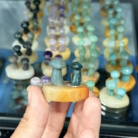 Figurine sculptée en cristal naturel double champignon, mini-statue en pierres précieuses mélangées, ornement de bureau en cristal de guérison Reiki, vente en gros