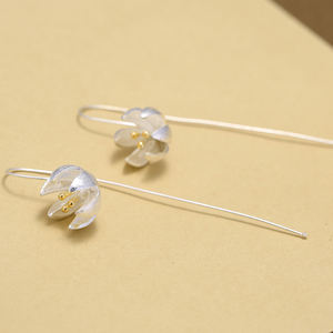 Оптовая продажа 925 серьги-подвески с цветочным украшением из чистого серьги элегантный лотоса длинные свисающие серьги для женщин, 2020 - Product Image 4