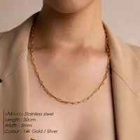 Collier pour femme EMANCO Fashion Y2K classique, chaîne en corde, acier inoxydable, plaqué or 14 carats, accessoires de bijoux de fiançailles, taille 50 cm