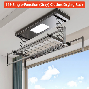 Weißer Intelligenter Elektrischer Wäscheständer Faltbar Deckenmontiert mit LED-Beleuchtung Fernbedienung für Balkon - Product Image 3