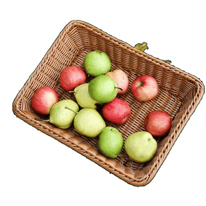 Panier à fruits imitation rotin, panier de rangement pour collations en plastique tissé à la main pour supermarché, panier à fruits et légumes, panier à pain - Product Image 5