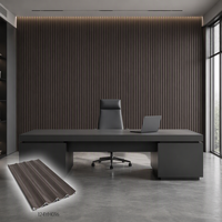 Panel de Pared WPC Acanalado, Tablero de Bambú para Interiores, Grano de Madera Oscura, Estructura Acanalada, Impermeable, Ignífugo, para Sala de Estar, Hotel