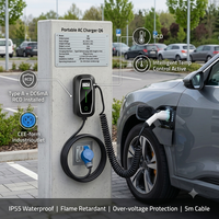 Chargeur EV portable OEM personnalisé 3,5 kW-22 kW, type 2, montage mural, station de recharge pour véhicules électriques, 5 m
