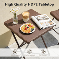 Table carrée pliante portable CE, structure en acier allié robuste, base croisée, sans assemblage, capacité 400 LBS, intérieur/extérieur, camping, patio