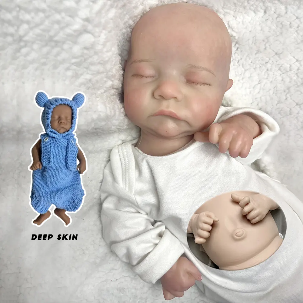 18 pouces Original Silicone Reborn bébé poupée couleur de peau profonde africain somnolent Levy réaliste peluche enfants cadeaux Silicone infantile