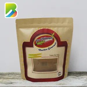Doypack Ziplock Brown Kraft Craft Paper Standing Up Pouches Food Packaging Zipper Bags With Window