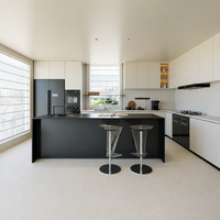 Îlot de cuisine et salle à manger intégrés de luxe moderne, mobilier sur mesure pour toute la maison, idéal pour la rénovation résidentielle et les projets immobiliers
