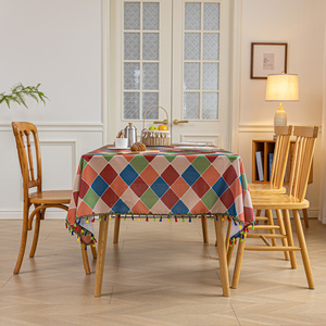 Bohemian màu kim cương hoa văn Khăn trải bàn với tua đầy màu sắc, hoàn hảo cho các cuộc tụ họp kỳ nghỉ và ăn uống hàng ngày - Product Image 3