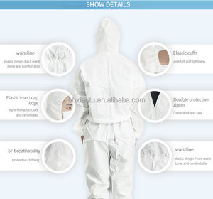 Xiaotu antistatique imperméable respirant vêtements jetables salopette industrielle <span class=keywords><strong>PP</strong></span> SMS microporeux blanc combinaison de protection - Product Image 6