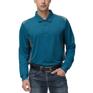 Camisas de Hombre Bordadas con Logotipo Personalizado, Camisa de Golf de Manga Larga con Botones, de Poliéster/Algodón Sólido, Casual, Antiarrugas, Servicio OEM - Product Image 3