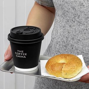Gobelet en papier jetable à double paroi, multi-spécifications, avec logo personnalisé et couvercle en plastique, pour café, lait, thé, jus, vin - Product Image 2