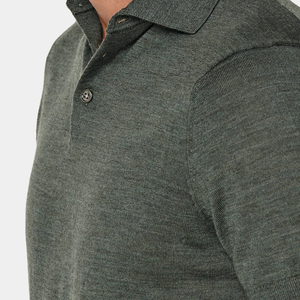 <span class=keywords><strong>Polo</strong></span> à boutons en <span class=keywords><strong>laine</strong></span> mérinos pure verte pour hommes, <span class=keywords><strong>polo</strong></span> en tricot à manches courtes - Product Image 5