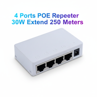 Extensor PoE de 4 Puertos, Transmisión de Larga Distancia de 250 m, Repetidor PoE IEEE 802.3af/at con Soporte VLAN para Cámara IP