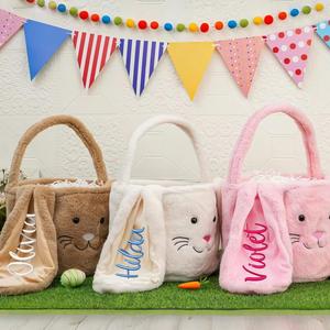 Personalized <b>Easter</b> Plush <b>Bunny</b> <b>Basket</b> Bag Custom Embroidered Name Kids Gift Classic Soft Plush Candy Treat Bag Boys Girls - Product Image 6
