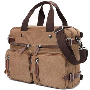 Meilleur grand marron hommes cartable imperméable velours côtelé convertible sac à dos sac de messager pour hommes 17 pouces ordinateur portable - Product Image 1