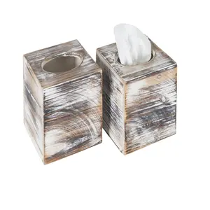 New design rustic durable multi functional water proof hotel suppliers wooden tissue box