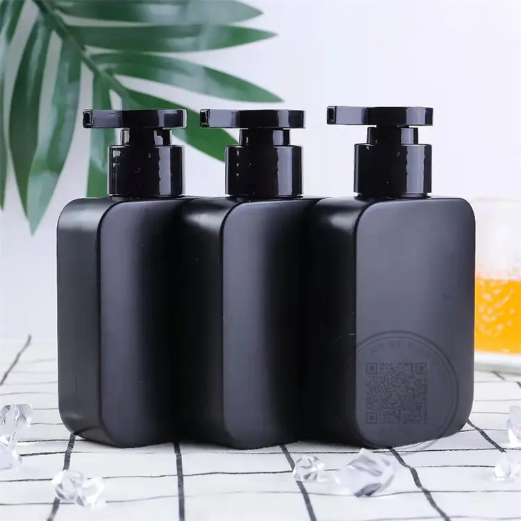 250ml Empty Black Square Body Wash Lotion Shower Gel plastic pe Pump Bottle