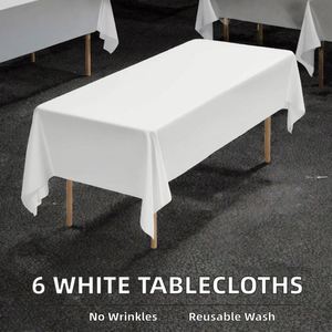 White Rectangle Tablecloths 60 X 102 Inches Handmade Reusable Machine Washable Wedding Party Banquet Covers - Product Image 2