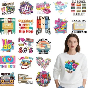 Parches Termoadhesivos y Pegatinas de Vinilo Personalizados con Temática de los 80s y 90s, 20 Piezas, <span class=keywords><strong>para</strong></span> Camisetas, Bolsas, Manualidades, Listos <span class=keywords><strong>para</strong></span> Planchar - Product Image 3