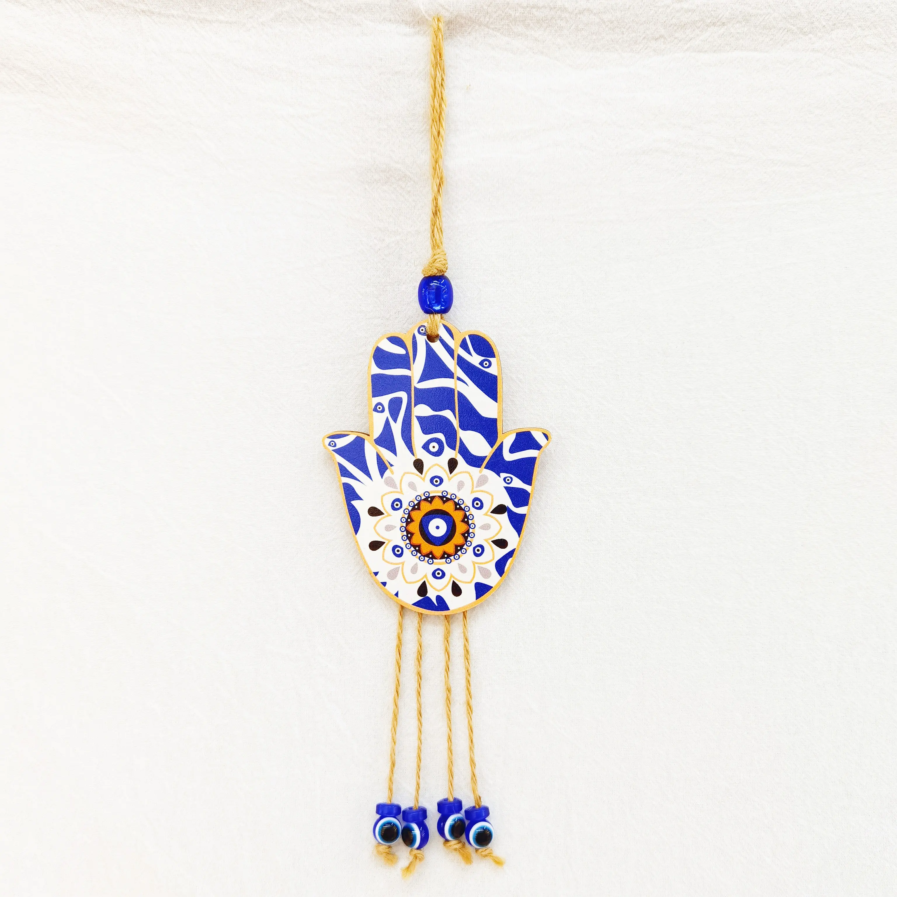 Amuleto colgante de pared de Fátima, hecho a mano, cristal, ojo malvado, decoración del hogar