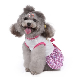 الأميرة حورية البحر مصغرة فستان زفاف فاخر للقطط والكلاب وردي القوس عقدة البوليستر طباعة ملابس الحيوانات الأليفة لموسم الخريف عيد الحب القط - Product Image 4