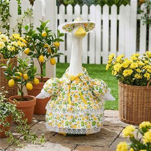 Nuevo Conjunto de Poliéster con Estampado de Limones Estilo Lindo para Bebé (0-24M) con Sombrero Grande Blanco y Falda, Ideal para Decoración de Porche y Patio - Product Image 3