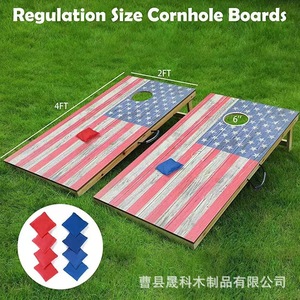 Wooden Cornhole Game Board American Flag Design Outdoor <b>Bean</b> <b>Bag</b> Toss Set 2x4 Feet Family Fun Target Game - Product Image 3
