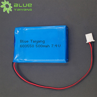 Disesuaikan LP603550 kecil 1P2S 7.4V 500mAh 450mAh pengisi daya baterai Lithium Ion paket