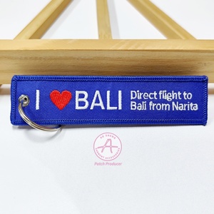 Aosheng personalizado 3D Logotipo de doble cara llavero bordado personalizado tela tejida ambos lados avión Jet Tag bordado llavero - Product Image 1