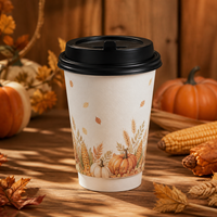 Gobelet isotherme double paroi pour boissons chaudes, personnalisé, motif croissant de lune, en carton ondulé, qualité supérieure, à emporter pour Halloween