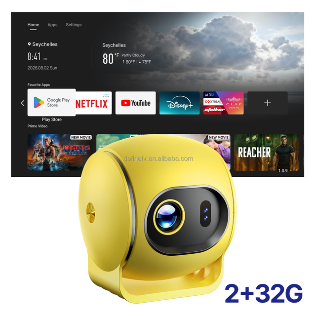 Factory OEM ODM Smart Projector Native 720P 200Ansi WiFi6 4K Education MINI Android14 Beamer Type-C Port Support Power Bank