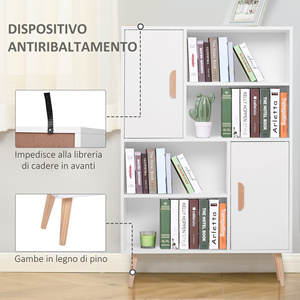 HOMCOM Estantería Multifuncional con 2 Puertas de Madera 80x23,5x123cm, Color Blanco - Product Image 6