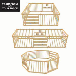 Porte de jeu pour bébé réglable grand parc en bois à 8 côtés pour enfants Para Bebé enfants pour tout-petits et bébés - Product Image 2