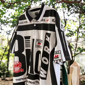 T-shirt décontracté pour homme de marque américaine, 100% coton, manches courtes, style hip-hop street, jersey à col rabattu, coupe ample, motif lettres, pour l'été, 180 - Product Image 2