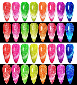 Para Frenshion 1KG <span class=keywords><strong>Fluorescente</strong></span> <span class=keywords><strong>Verde</strong></span> Reflectante Brillo Ojo de gato Gel UV Semipermanente Arte Brillo Esmalte de uñas - Product Image 3