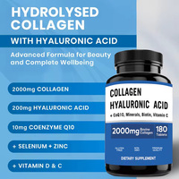 Collagène Acide Hyaluronique 2000mg avec Coenzyme Q10, Sélénium, Zinc, Biotine, Vitamine C, D pour la Peau