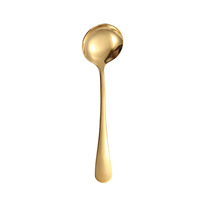 Cuillère ronde en acier inoxydable personnalisée avec logo, cuillère à dessert coréenne, cuillère à café et à thé, manche coloré or rose vert noir rouge café