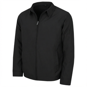 Veste noire zippée pour homme, col montant, vêtement d'extérieur décontracté pour le printemps et l'automne - Product Image 1