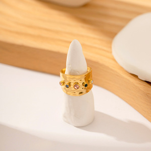 Zircon <b>Ring</b> For Women 18K Gold <b>Open</b> Design Geometric Shape Party Jewelry - Product Image 3