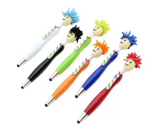 stationery custom personalized Mr Mop Top Doll Head Stylus Screen mop topper pen stylus