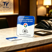 Support de table en acrylique 12 cm pour carte de commentaires Google NFC213/215 13,56 MHz – Tapper pour commenter, QR Code, Logo personnalisé, OEM, ODM, Prêt à expédier