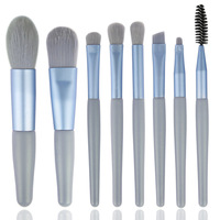 Offre Spéciale : Lot de 8 Mini Pinceaux de Maquillage Portables Mignons à Poils Naturels Plats avec Manche Doux, Petits Pinceaux Idéaux pour les Voyages