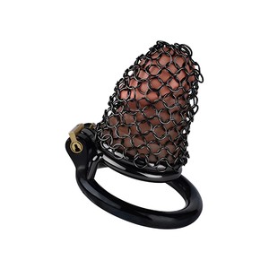 Cage de chasteté masculine en acier FRRK anneaux de pénis en maille avec verrouillage en maille ceinture de chasteté en métal érotique BDSM jouets sexuels pour adultes pour hommes - Product Image 2