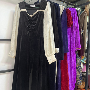 Wholesale High Quality <strong>Gold</strong> Velvet Cheap <strong>Clothes</strong> Slip Flocked <strong>Clothes</strong> Used Dress for Second Hand <strong>Clothes</strong> - Product Image 5