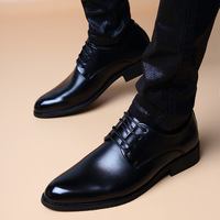 Chaussures habillées Oxford noires pour hommes, à lacets, talon bas, formelles, pour le bureau, les affaires, le quotidien, semelle en caoutchouc antidérapante, OEM ODM, vente en gros