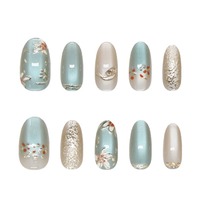 Z1386 Faux ongles à presser œil de chat dorés motif fleur givrée faits main, style INS élégant, en ABS de qualité supérieure, vente en gros, en stock