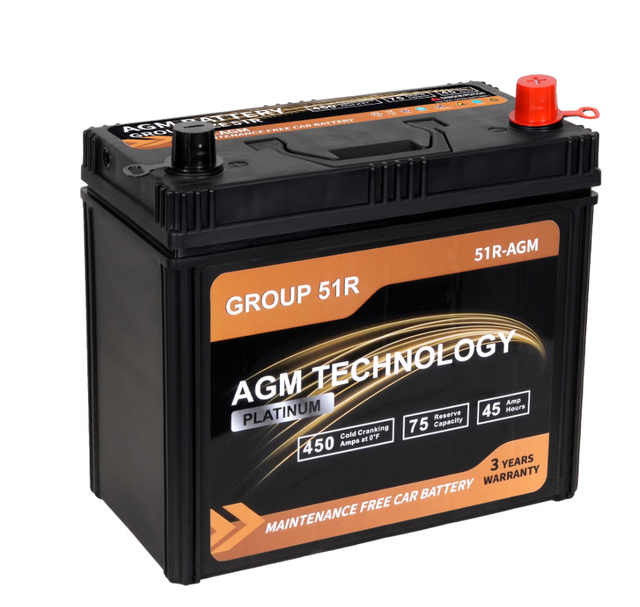 51R-AGM Battery 12V 45Ah Car Battery Solar Backup Car Starter Solar Storage 12V 45Ah Batteries Maintenance Free Rechargeable XRH